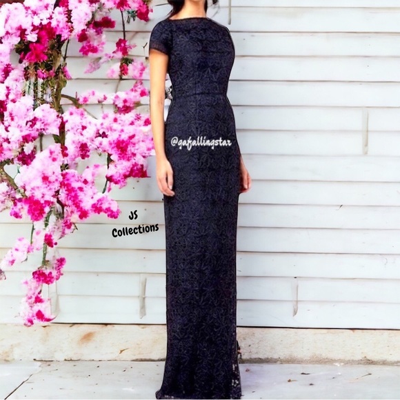 JS Collections Dresses & Skirts - JS Collections Sequin Embellished Crochet Column Gown